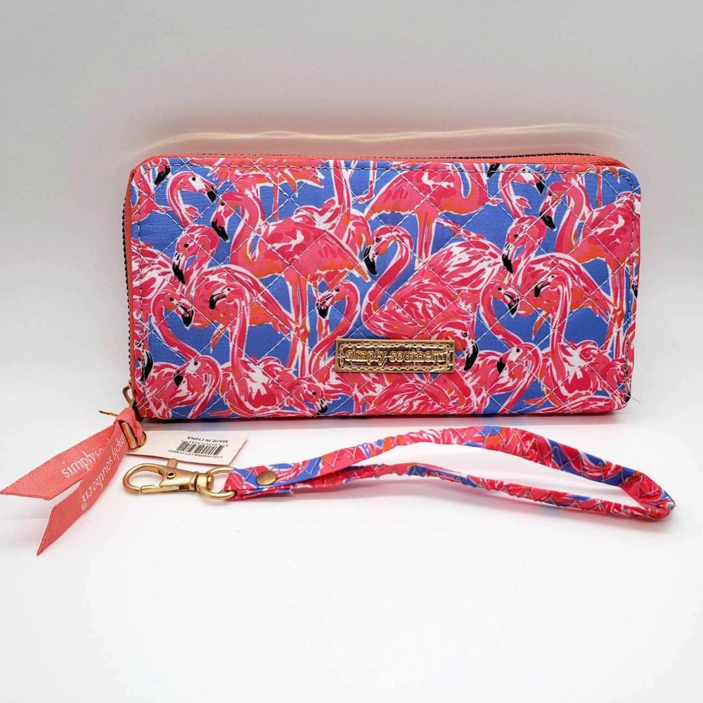 Simply Southern Phone Wallet Quilted FLAMINGO